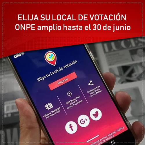 ONPE amplía plazo para que electores elijan su local de votación